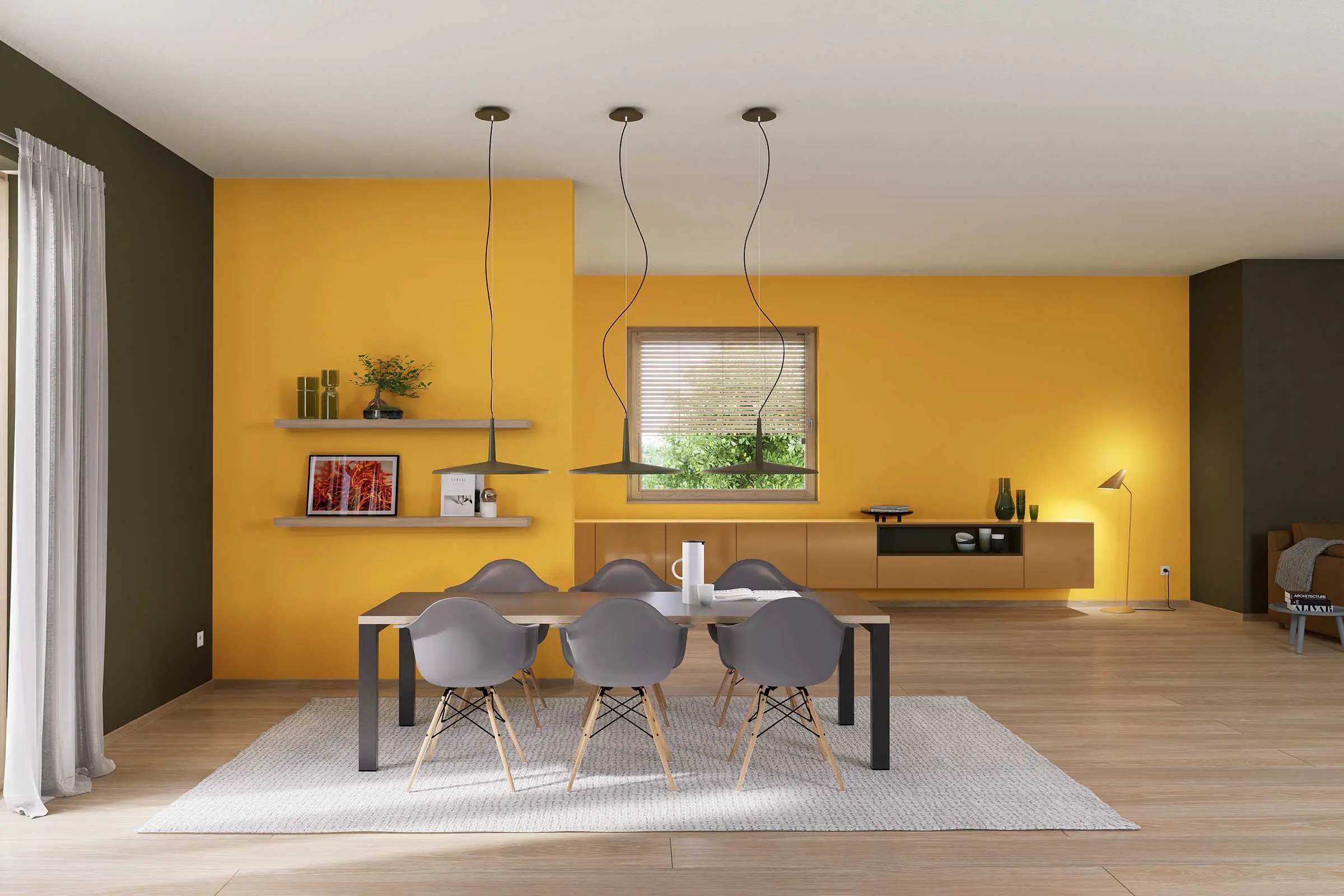Dining area 3, painted in yellow colour shades from Sto’s Interior Colors 24+ range